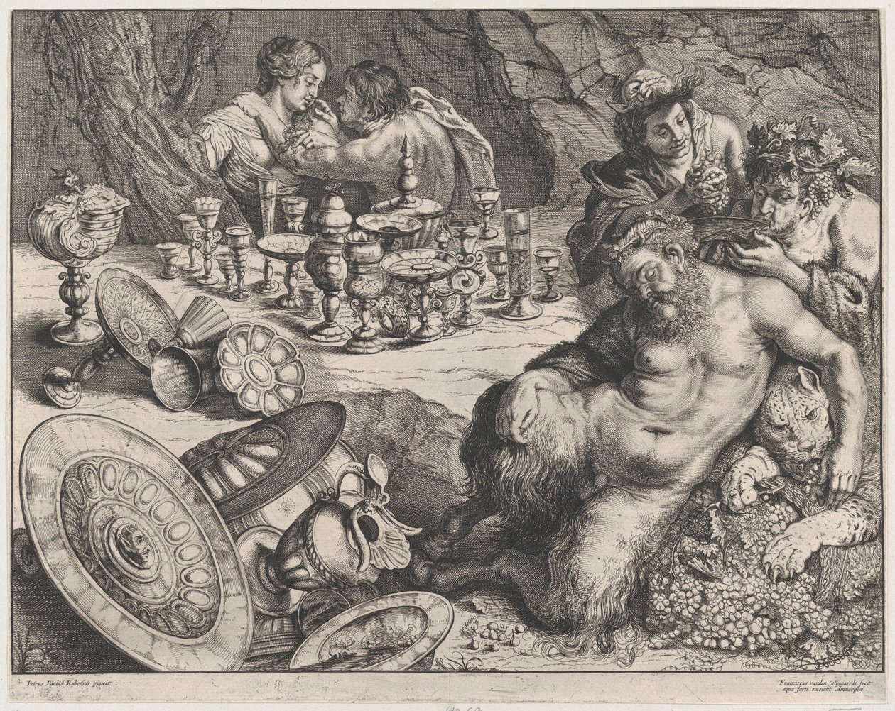 Bacchus ve sarhoş Silenus, 1640-60. by Frans van den Wyngaerde