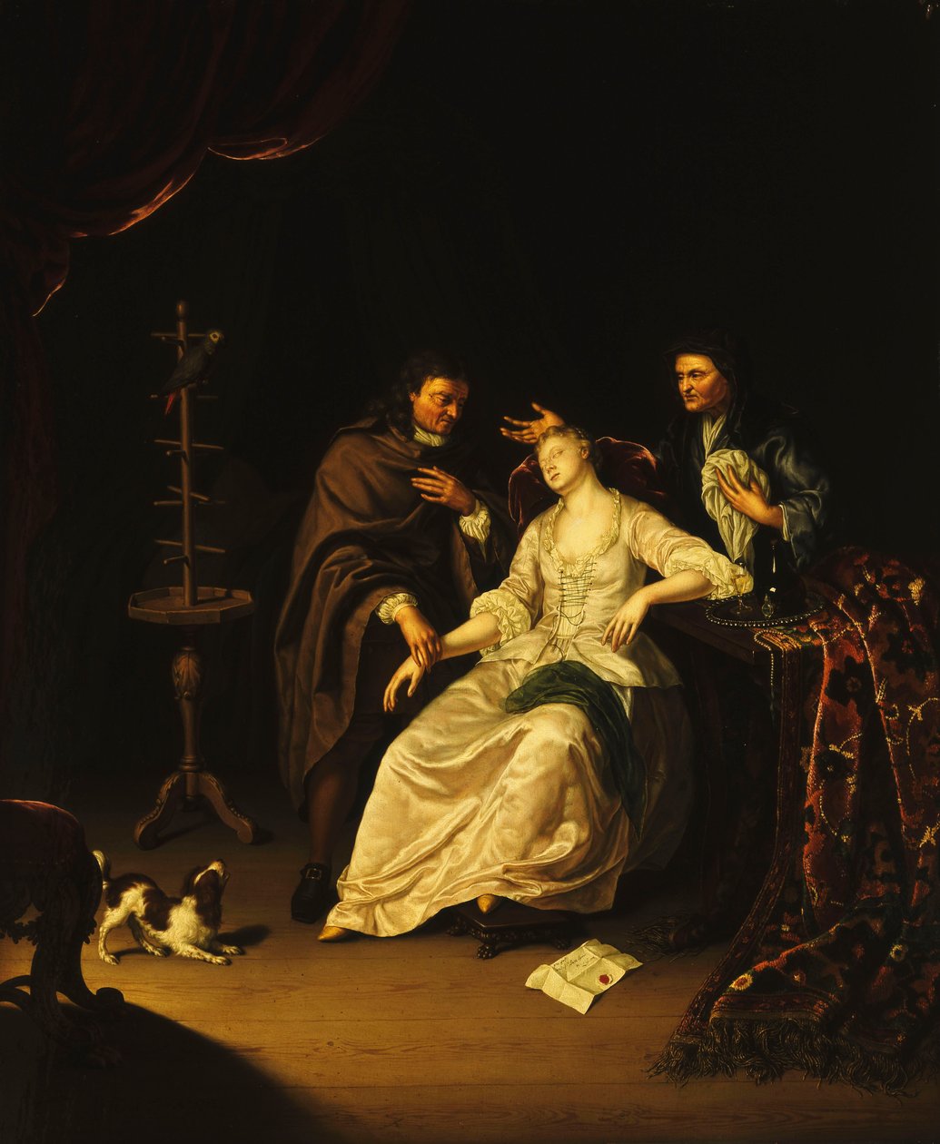 Baygın bir kıza bakan bir doktor, 1713 by Frans van the Younger Mieris