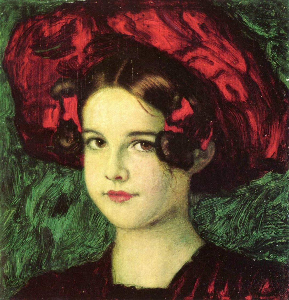 kırmızı şapkalı Mary by Franz von Stuck
