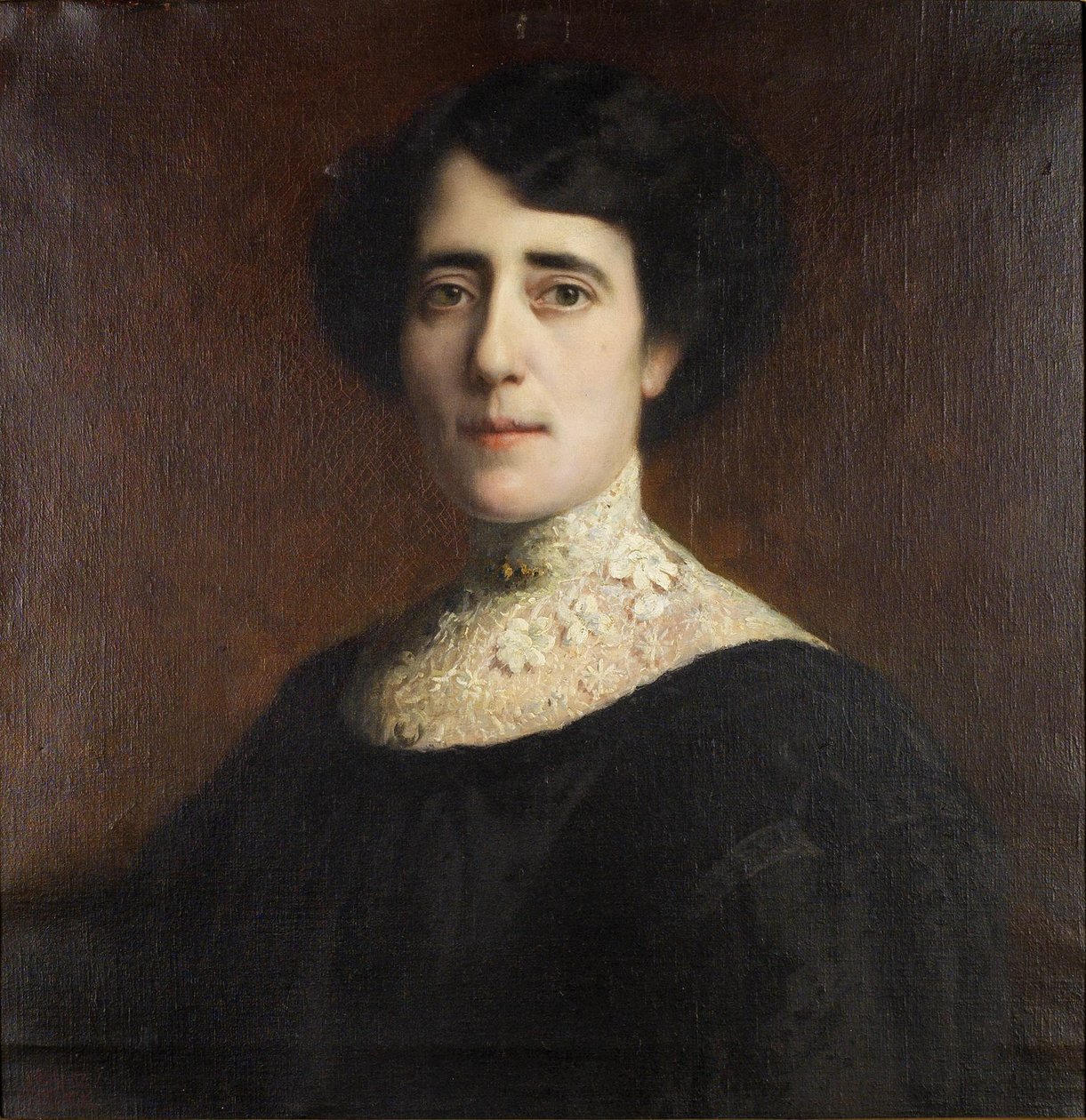 Dantel yakalı bir bayanın portresi by Franz von Stuck