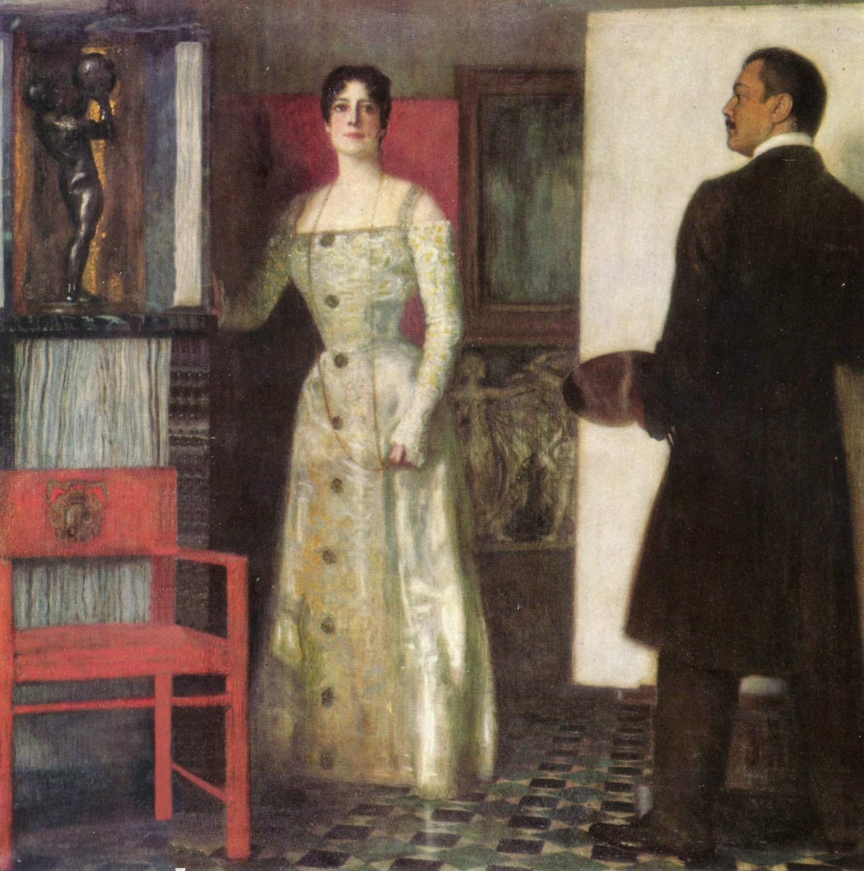 Ressamın ve eşinin stüdyodaki otoportresi by Franz von Stuck