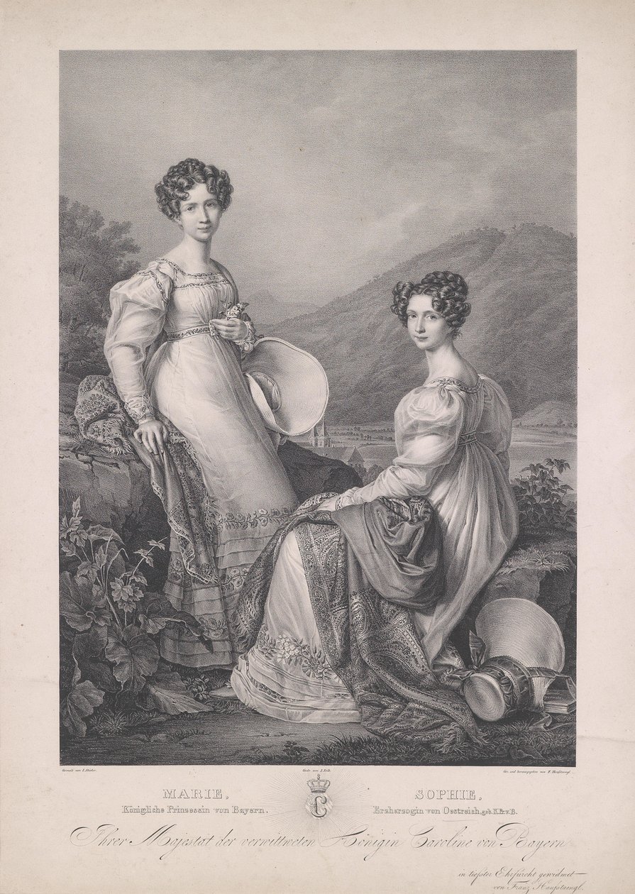 Arşidüşes Sophie, Saksonya Kraliçesi kız kardeşi Marie ile birlikte. by Franz Hanfstaengl