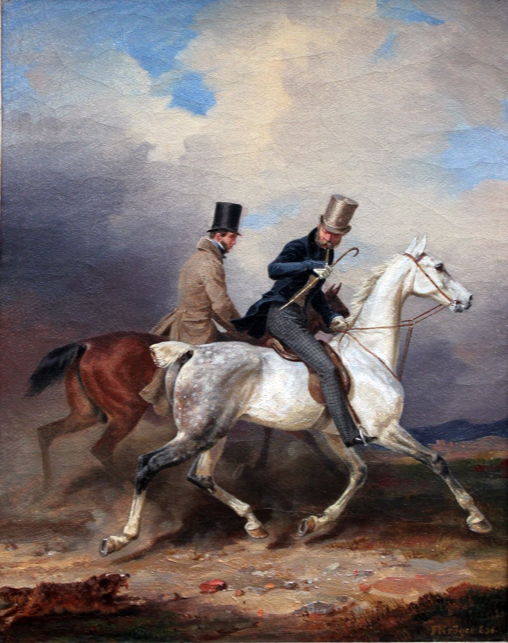 Prens Wilhelm sanatçının şirketinde at biniyor by Franz Krüger