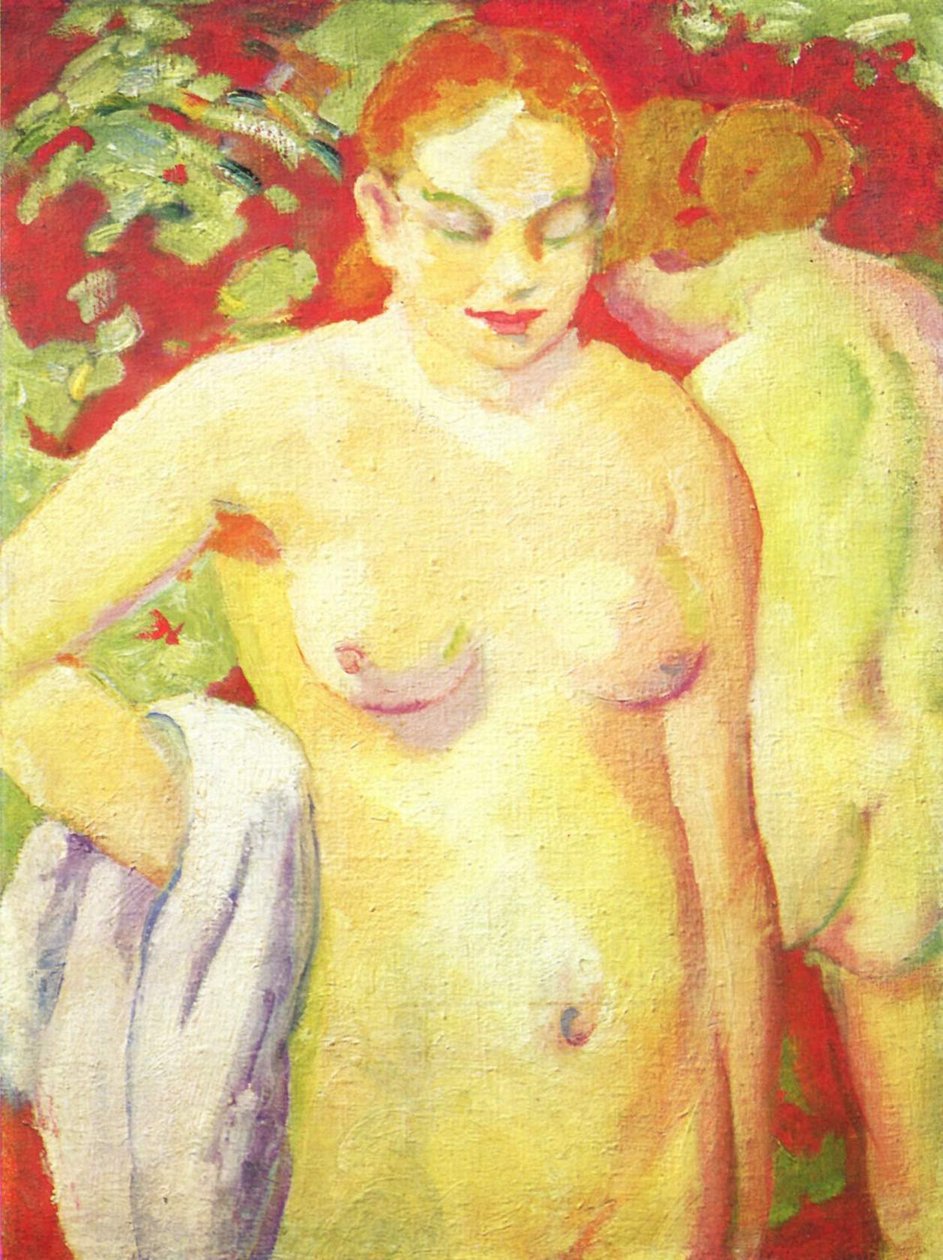 vermilyon üzerinde nü by Franz Marc