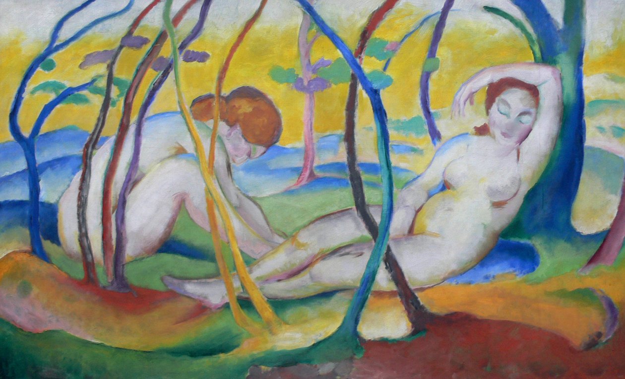 ağaçların altında çıplaklar by Franz Marc