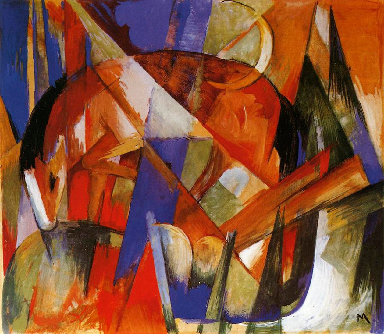 ಫ್ಯಾಬುಲಸ್ ಬೀಸ್ಟ್ II, 1913 (ಟೆಂಪೆರಾ ಆನ್ ಬೋರ್ಡ್) ಟರ್ಕ್ by Franz Marc