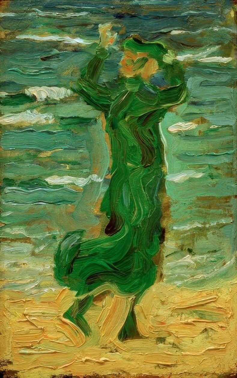 deniz kenarında rüzgarda kadın by Franz Marc