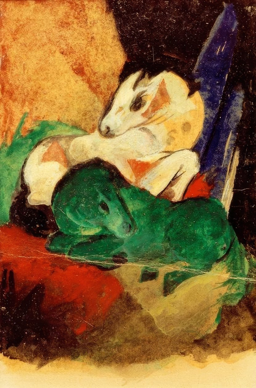 yeşil ve beyaz at by Franz Marc