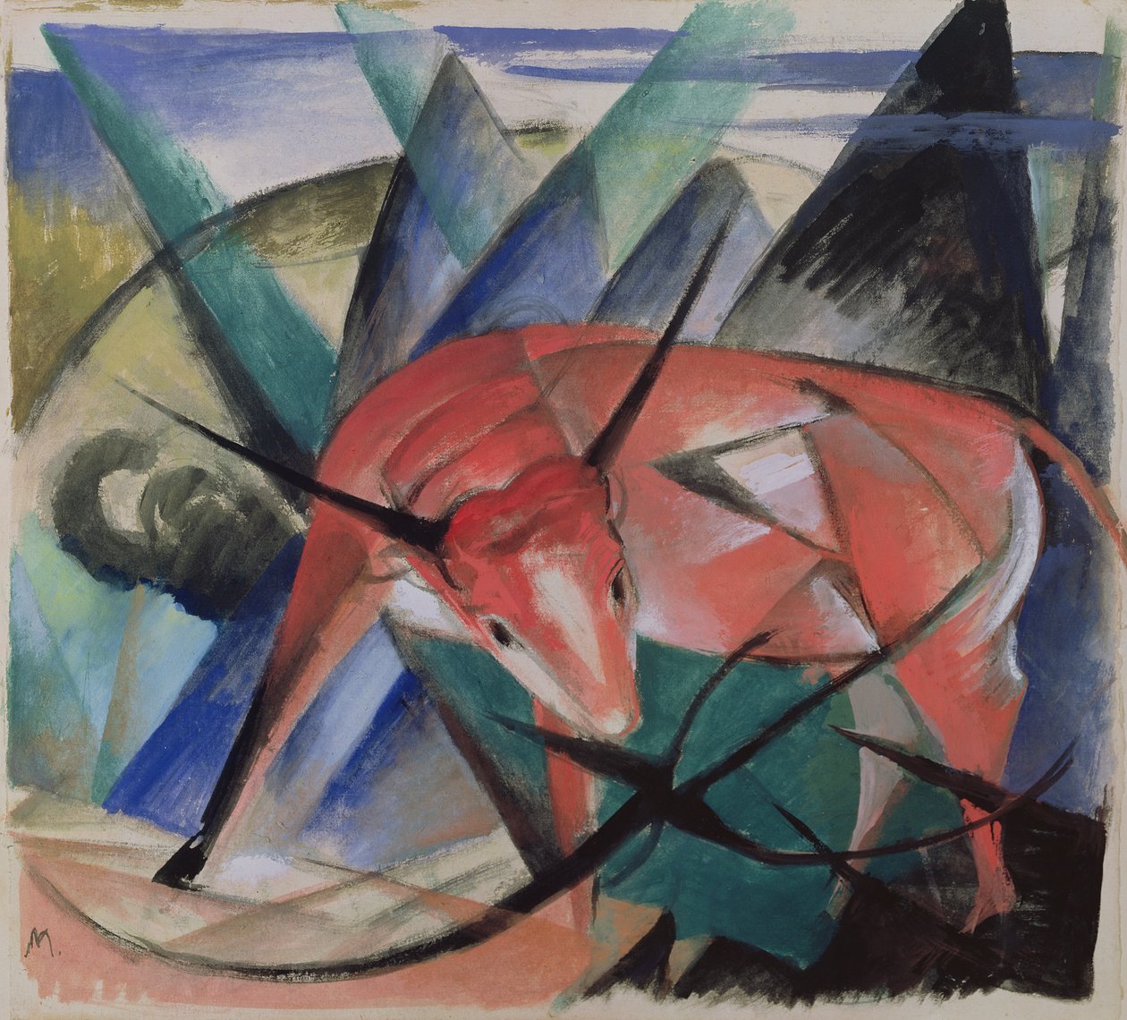 kırmızı boğa by Franz Marc