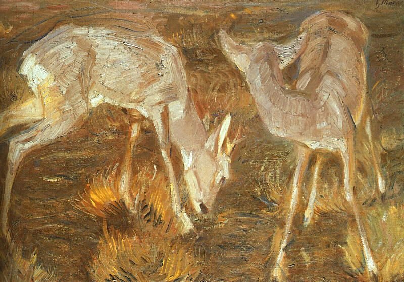 Alacakaranlıkta geyik by Franz Marc