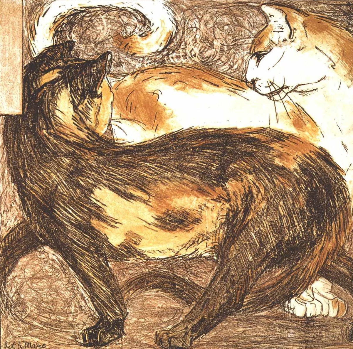İki kedi by Franz Marc