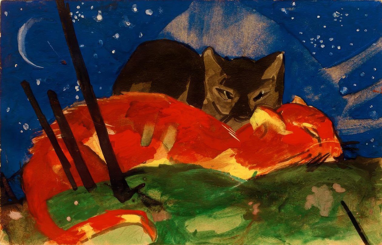 İki kedi by Franz Marc