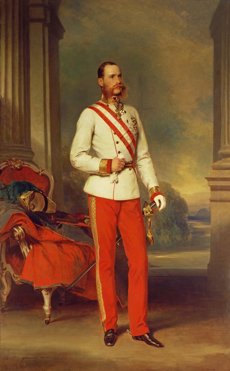 Franz Joseph I, Avusturya İmparatoru (1830-1916), Maria Theresa Askeri Düzeninin Büyük Yıldızı ile bir Avusturya Mareşali üniforması giyiyor, 1864 by Franz Xaver Winterhalter