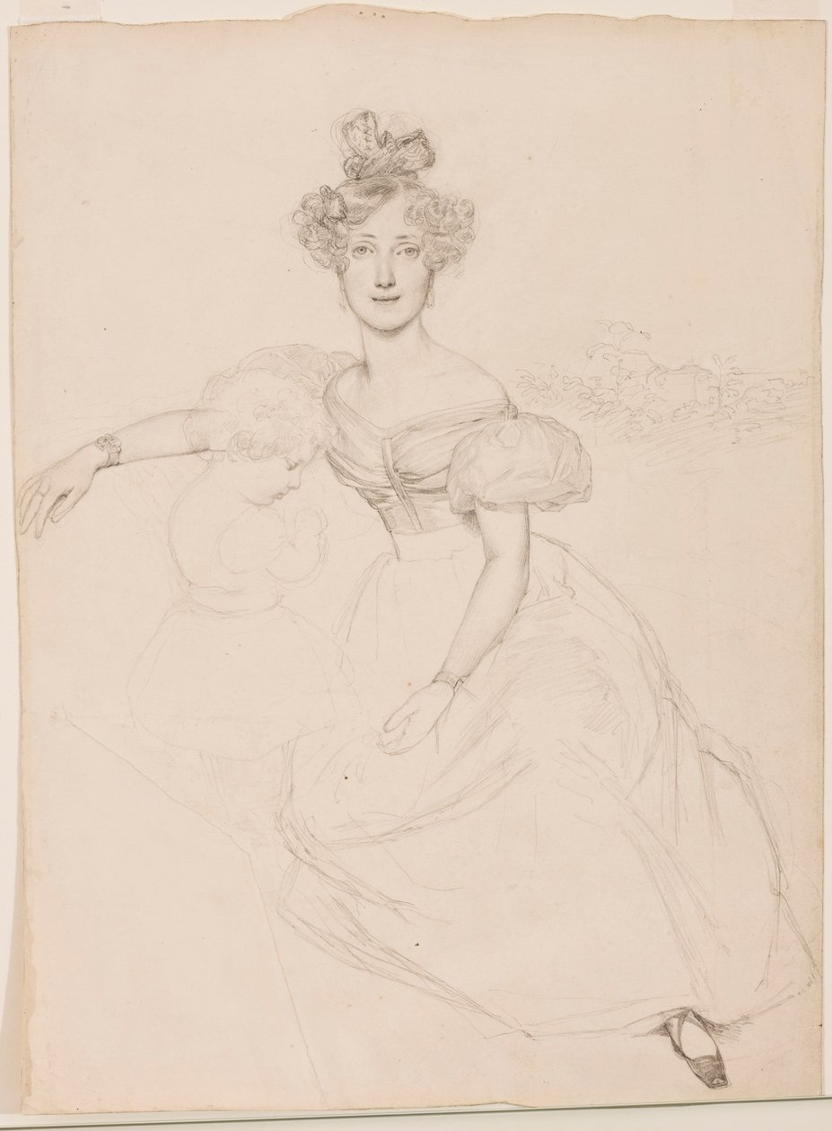 Baden Büyük Düşesi Sophie ve Oğlu, 1831 dolayları (kağıt üzerine grafit kalem) by Franz Xaver Winterhalter