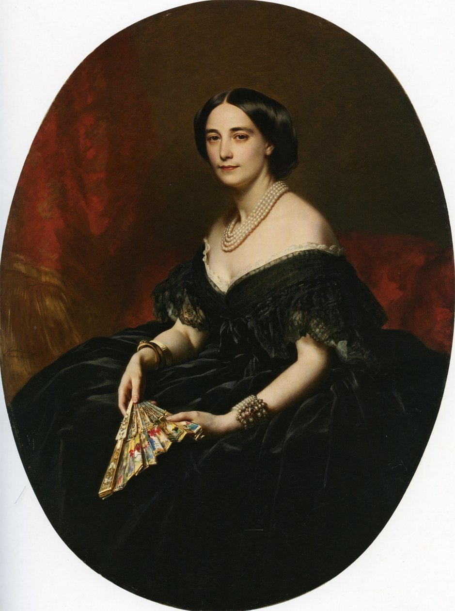 Bir hayranı olan bir bayan portresi by Franz Xaver Winterhalter