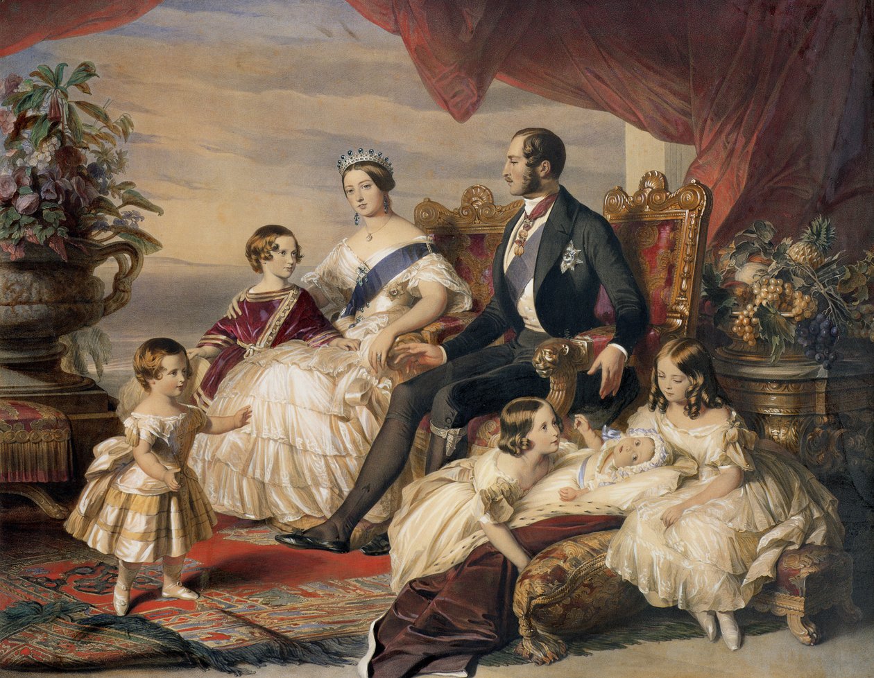 Kraliçe Victoria (1819-1901) ve Prens Albert (1819-61) ve Çocuklarının Beşi, 1846 (renkli gravür) by Franz Xaver Winterhalter