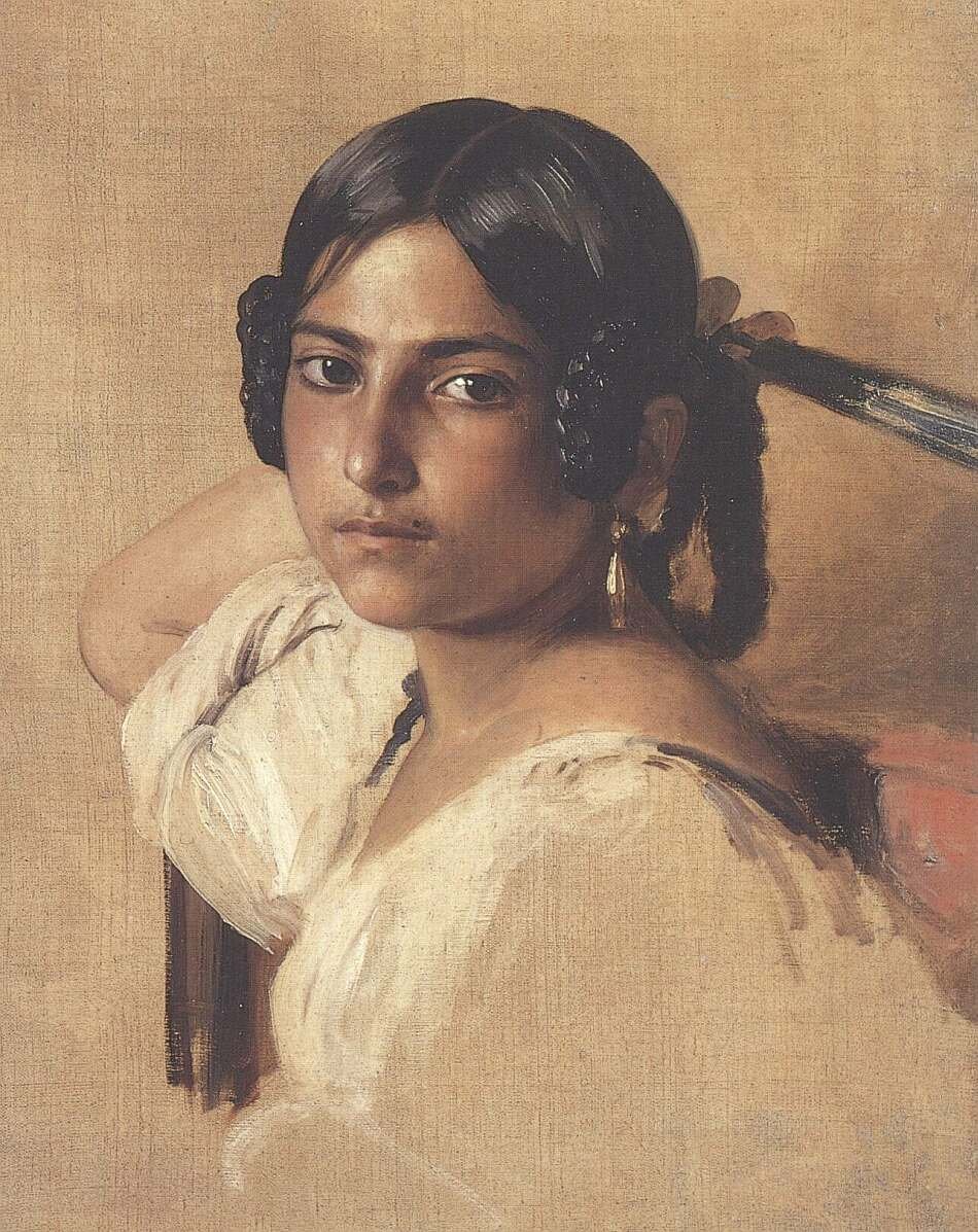İtalyan kızın çalışması by Franz Xaver Winterhalter