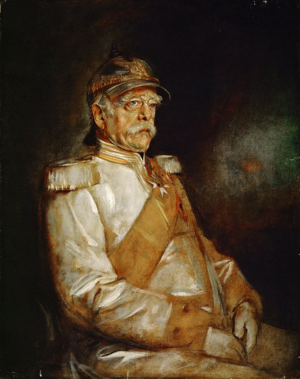 Şansölye Otto von Bismarck, Prusya miğferli üniformalı by Franz von Lenbach