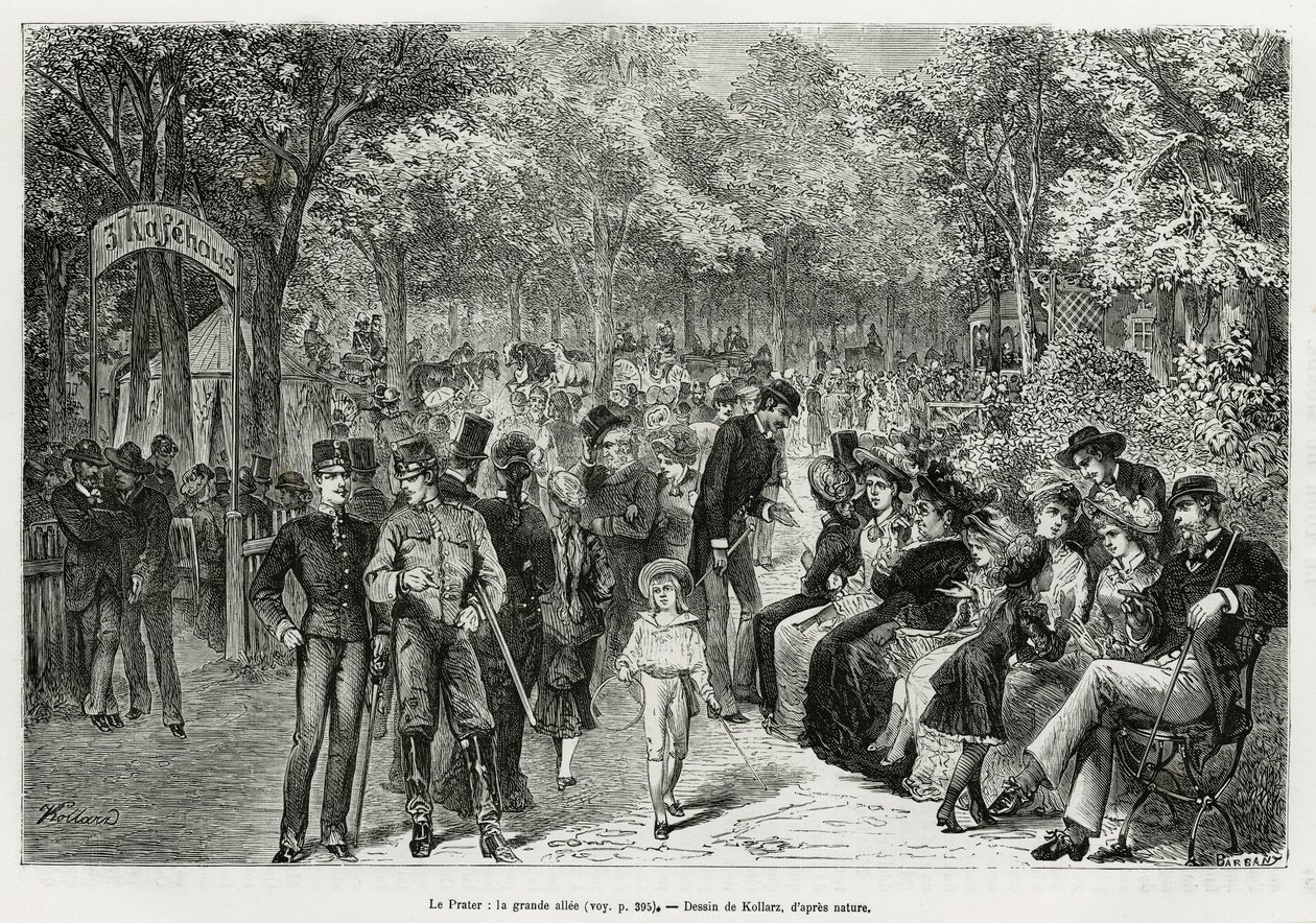 Prater: büyük geçit. Kollarz tarafından Viyana ve banliyölerini göstermek için gravür, M. Newlinski tarafından 1881