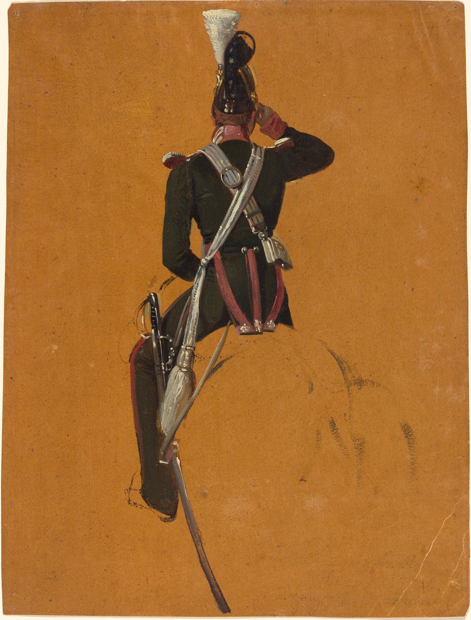 Arkadan Görülen Atlı Süvari Subayı by Franz Adam