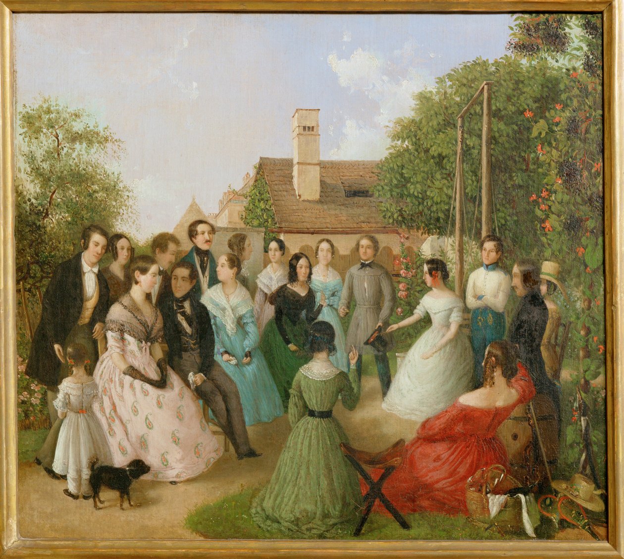 Pfaenderspiele der Familienmitglieder Alt im Garten - Alt ailesinin bahçesinde bir hükmen mağlubiyet oyunu ... (tuval üzerine resim) by Franz Alt