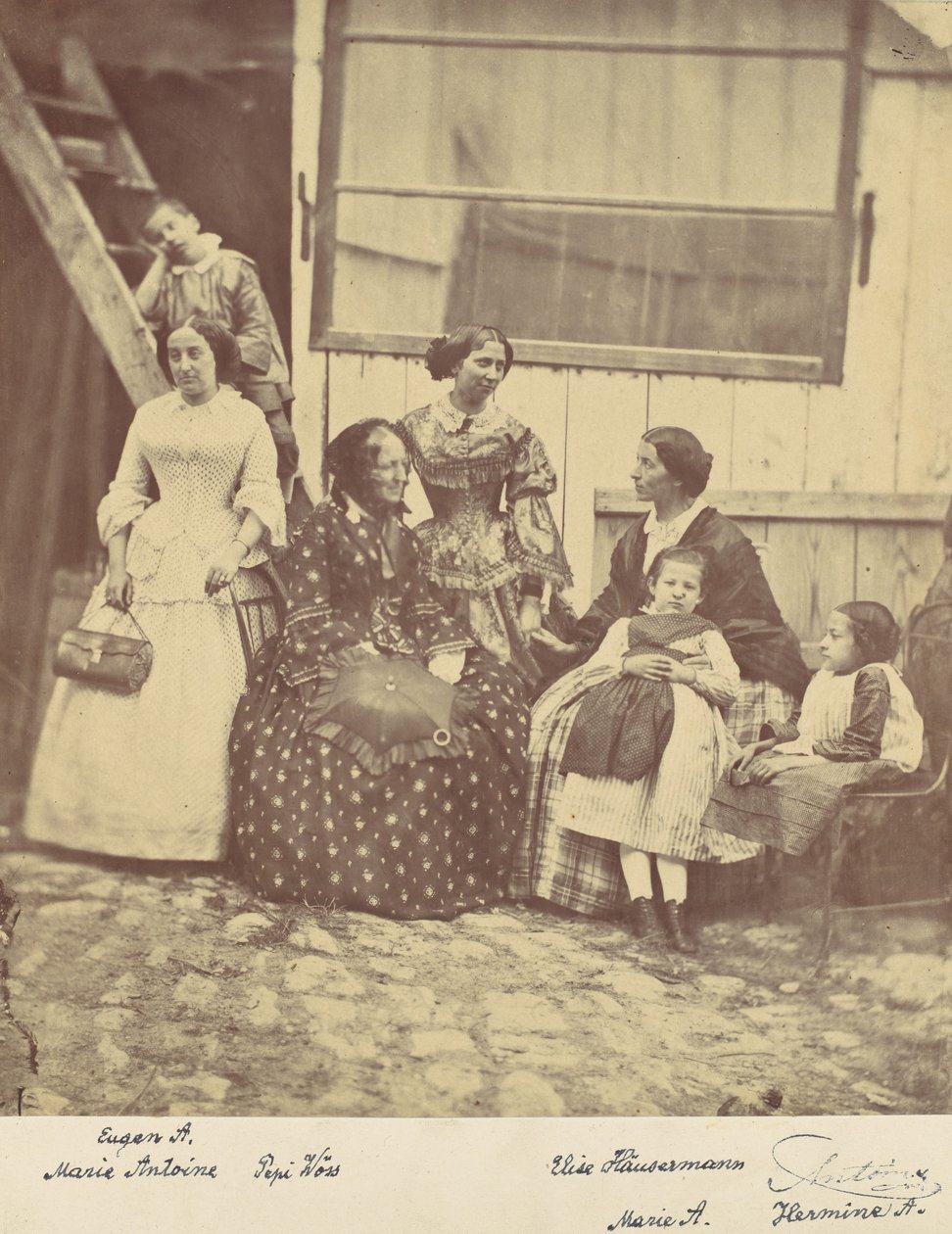 [Dört Kadın ve Üç Çocuğun Grup Portresi], 1850