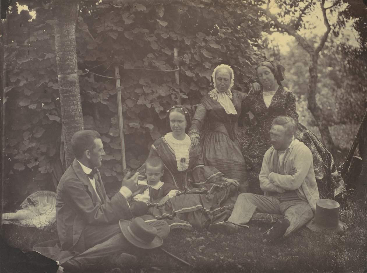 [Üç Kadın, İki Erkek ve Piknikte Bir Çocuk], 1850