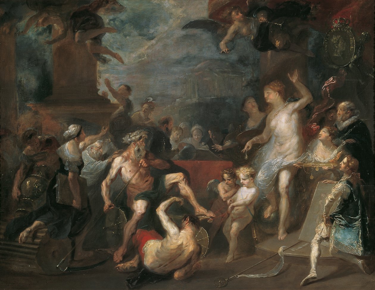 Viyana Akademisi'nde Wenzel Anton Prince von Kaunitz-Rietberg yönetimindeki bir ödül töreninin alegorisi by Franz Anton Maulbertsch