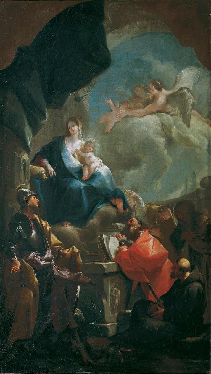 azizler tarafından tapılan Tahtında Madonna ve Çocuk, by Franz Anton Palko
