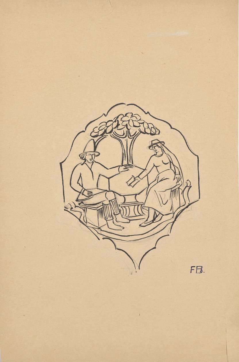 Köylü çifti (bir mobilyanın köşebent dolgusu?) by Franz Barwig d. Ä.