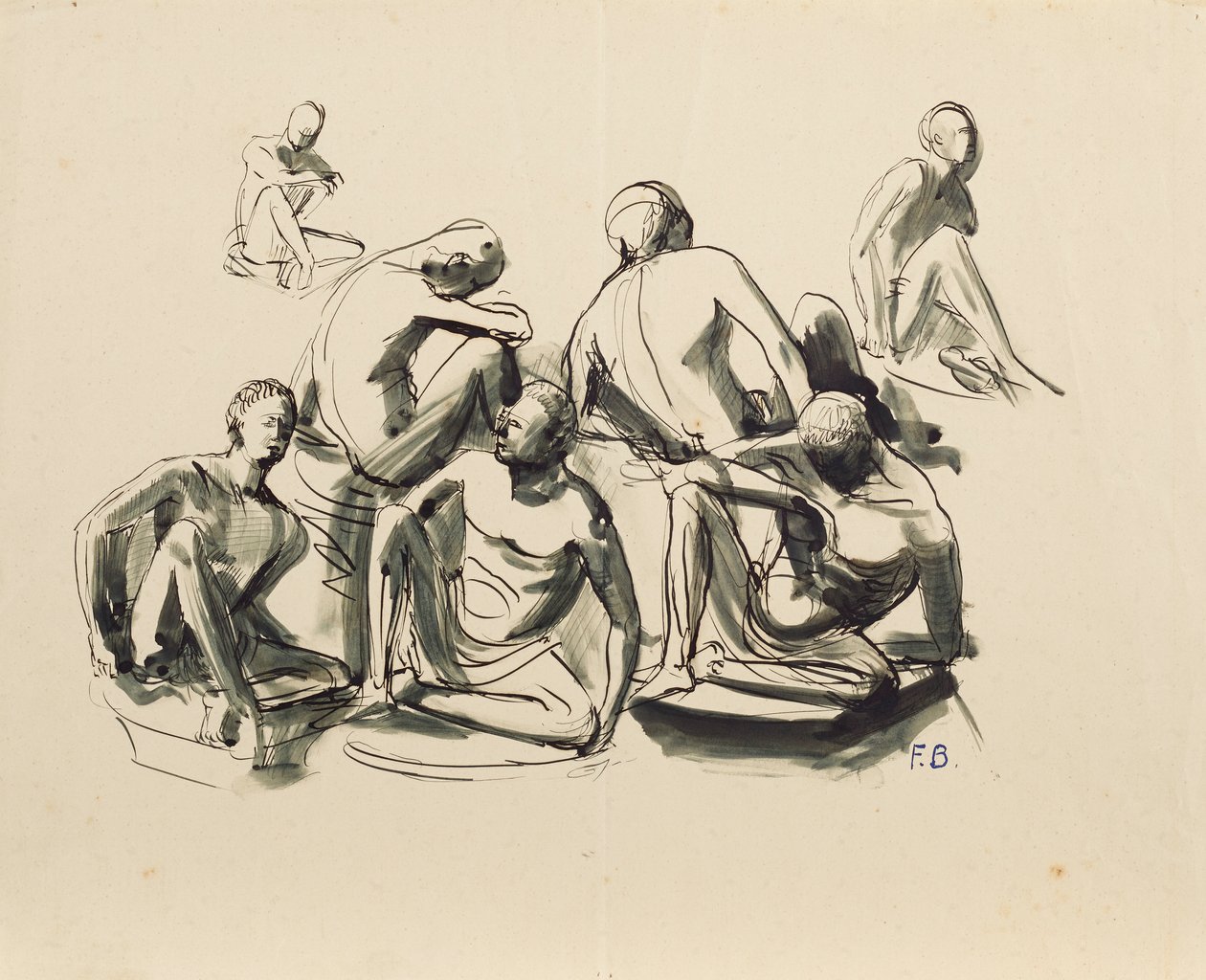 Yedi oturan genç by Franz Barwig d. Ä.