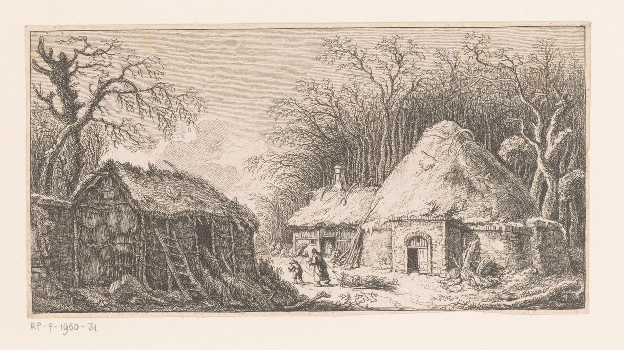Kadın ve çocuk bir demet dalı sürükler Suite de paysages (dizi başlığı) by Franz Edmund Weirotter