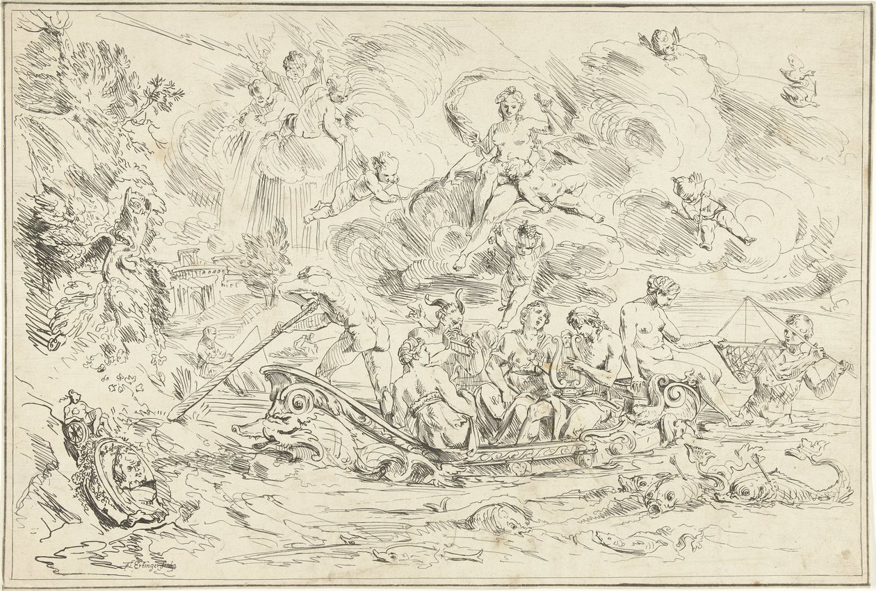 Bir teknede Apollo ve Pan by Franz Ertinger