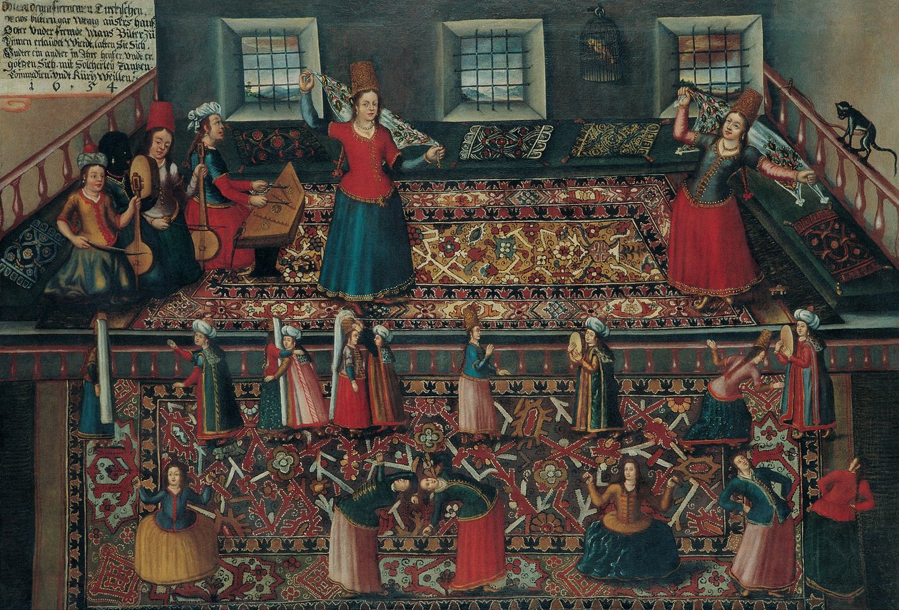 17. Yüzyılın İkinci Yarısı, Türk Hareminden Bir Sahne. by Franz Georg Hörmann