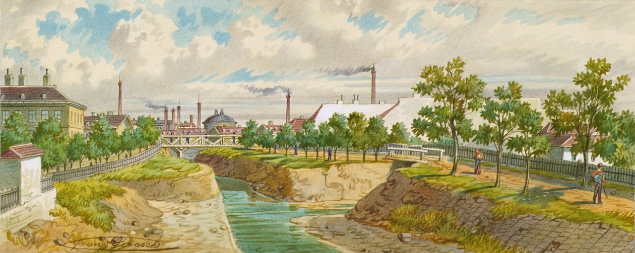 Wien Nehri üzerindeki Hoblingersteg (Gaudenzdorf) by Franz Gerasch