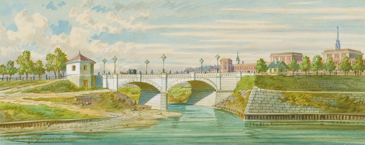 Radetzky Köprüsü, Tuna Nehri ile birleştiği Viyana Nehri üzerindeki by Franz Gerasch