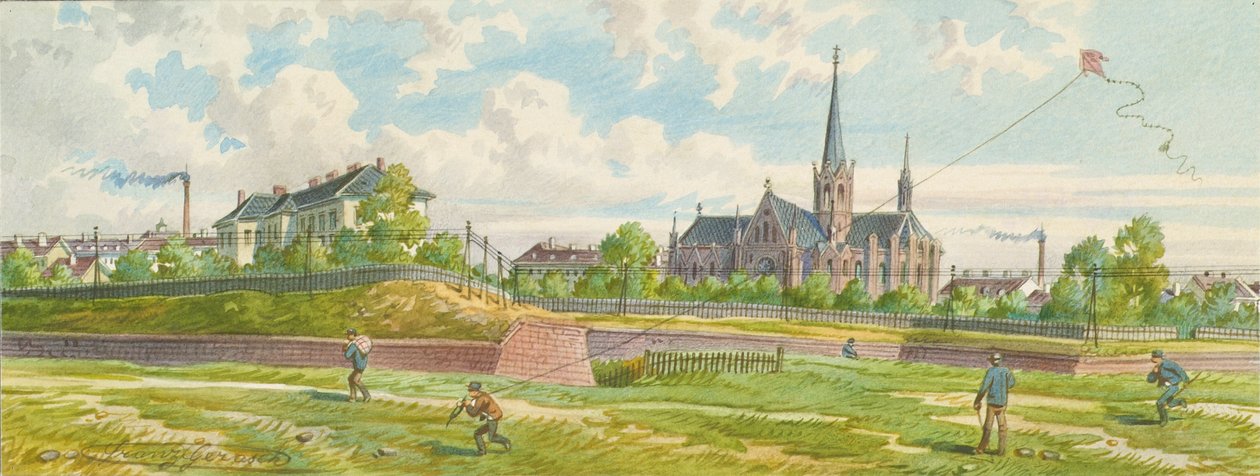 Westbahn ve Mariahilfer hattı arasında (hat duvarının görünümü) by Franz Gerasch