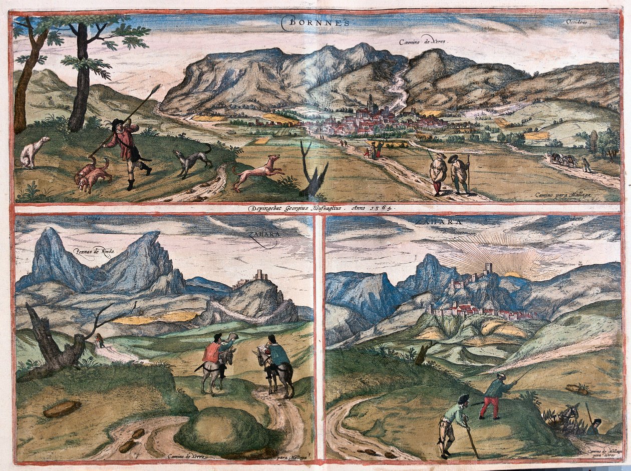 Bornos ve Zahara de la Sierra, İspanya (gravür by Franz Hogenberg