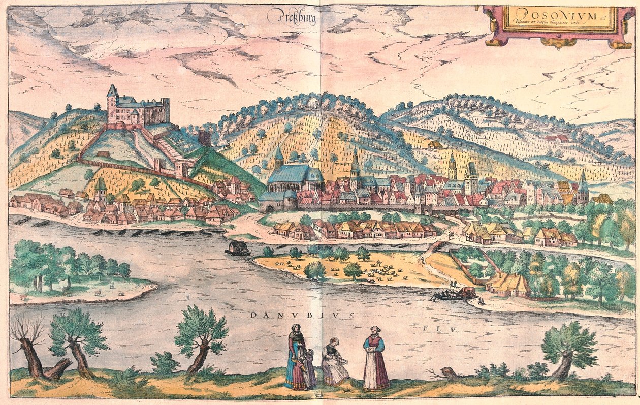 Bratislava = Presbourg, Slovakya (gravür by Franz Hogenberg