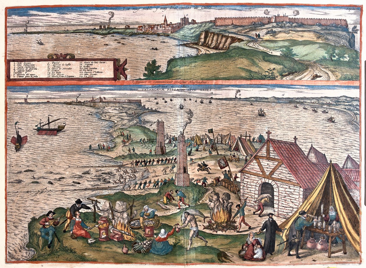 Cadiz, İspanya.(Üst: St Sebastian kilisesi, alt: Cadiz
