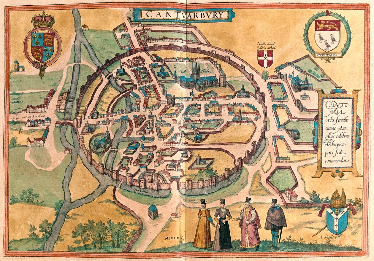 Canterbury, İngiltere (gravür by Franz Hogenberg