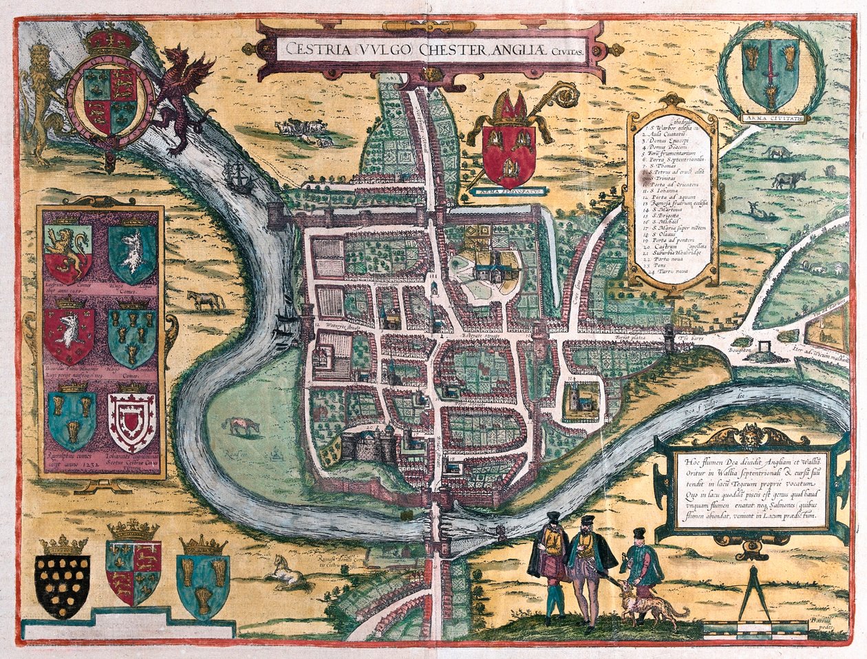 Chester - Büyük Britanya (gravür by Franz Hogenberg