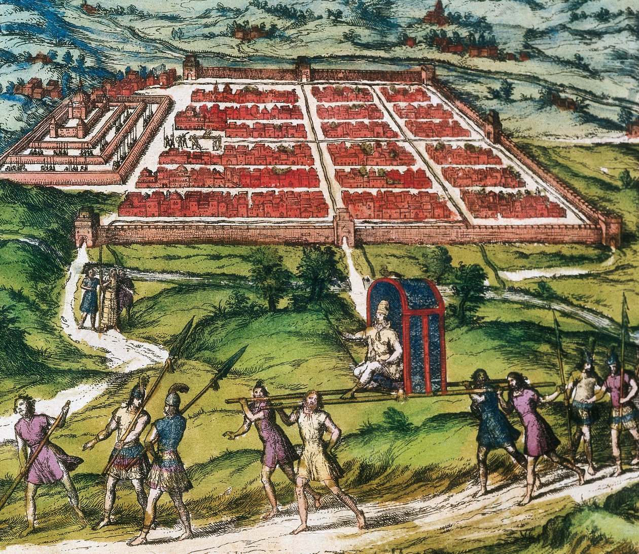 Cuzco, İnka uygarlığının ana merkezi (bugünkü Peru) Braun ve Hogenberg tarafından “Civitatis Orbis Terranum”dan görüntü by Franz Hogenberg