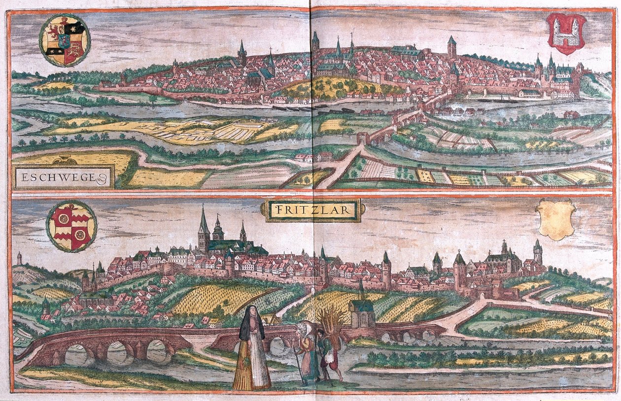 Eschwege ve Fritzlar, Almanya (gravür by Franz Hogenberg