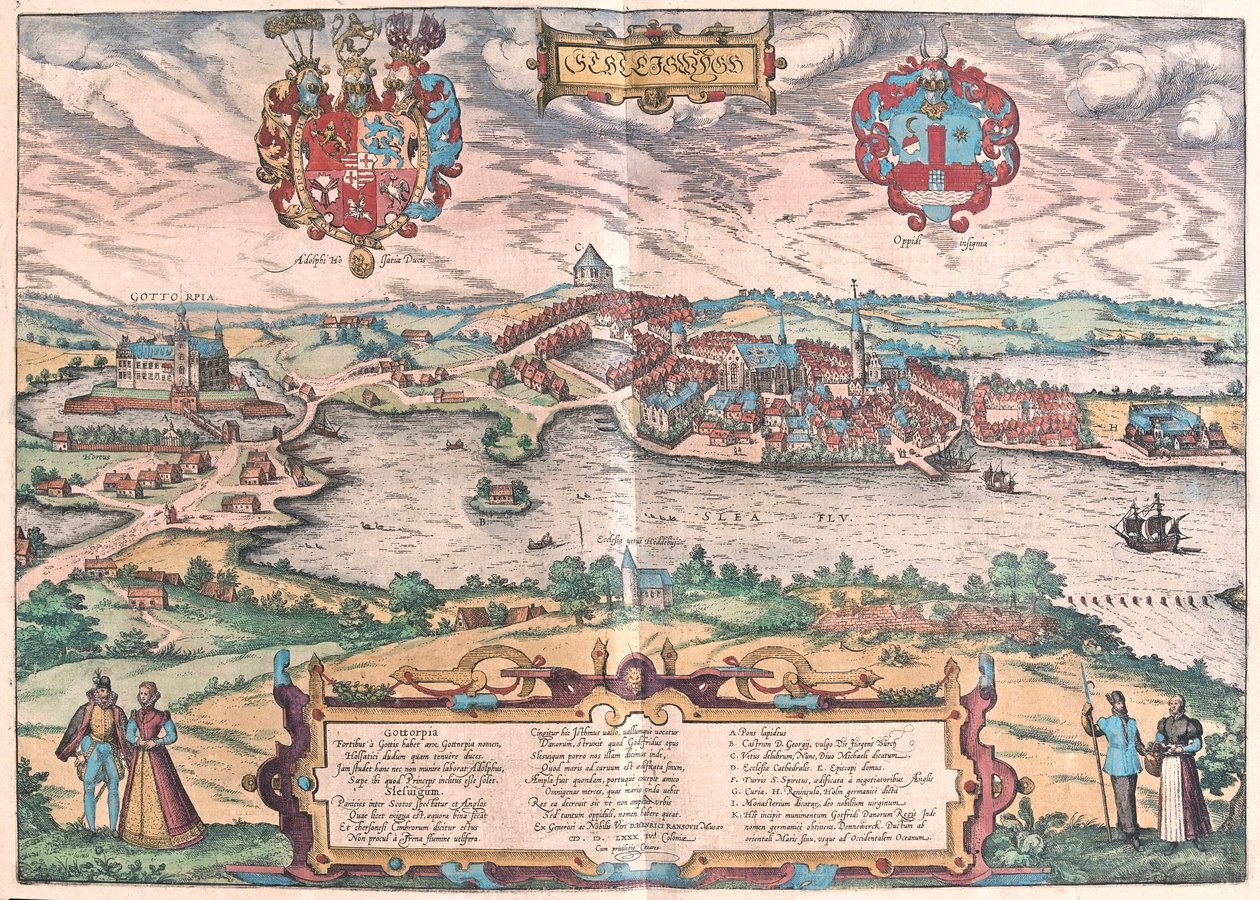 Gottorf Kalesi, Schleswig (Kuzey Almanya) (gravür by Franz Hogenberg
