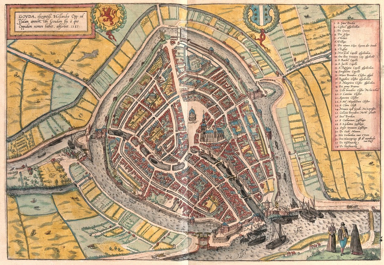 Gouda, Hollanda (gravür by Franz Hogenberg