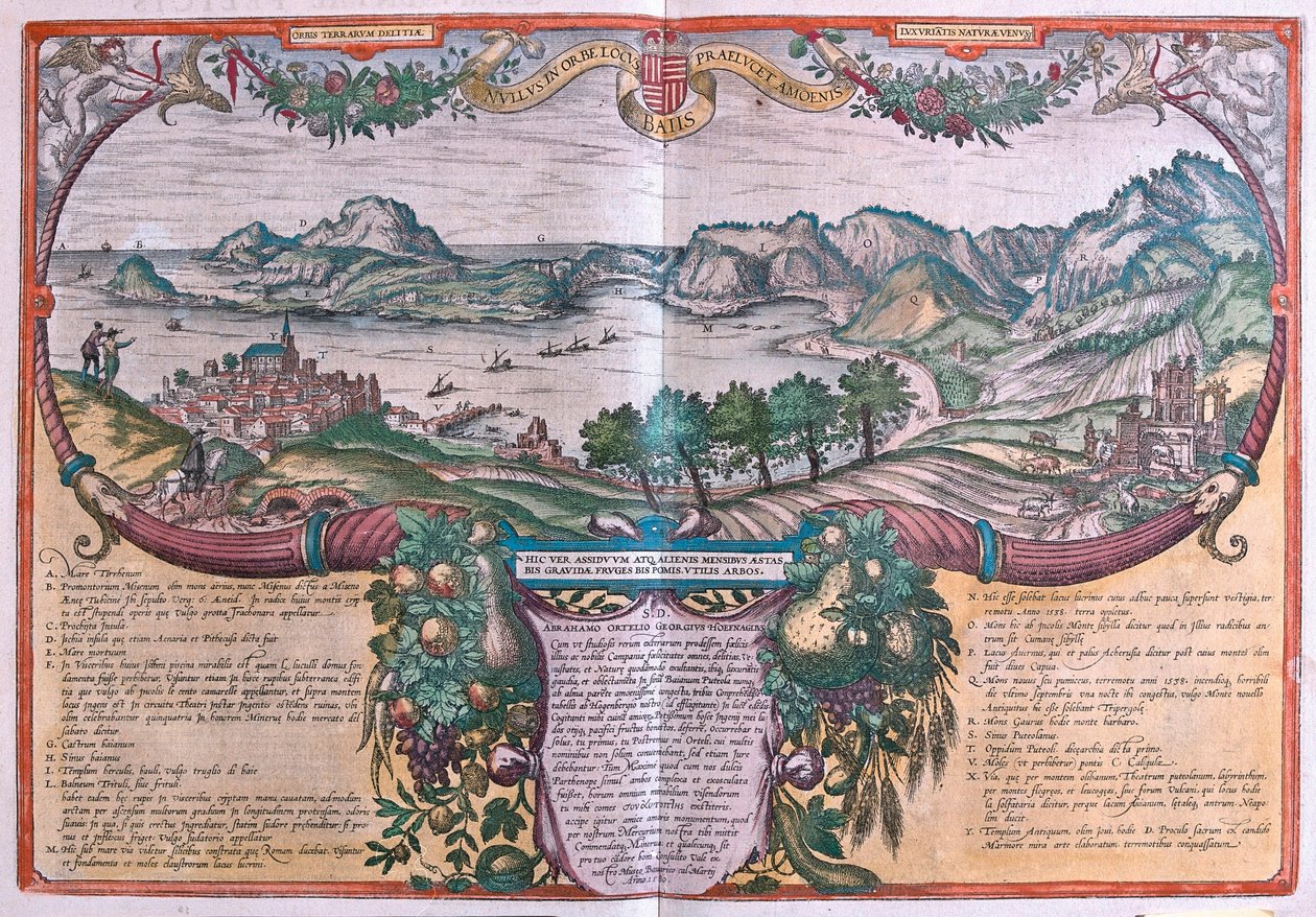 Baia Körfezi (Çilek), Ischia ve Pozzuoli, İtalya (gravür by Franz Hogenberg