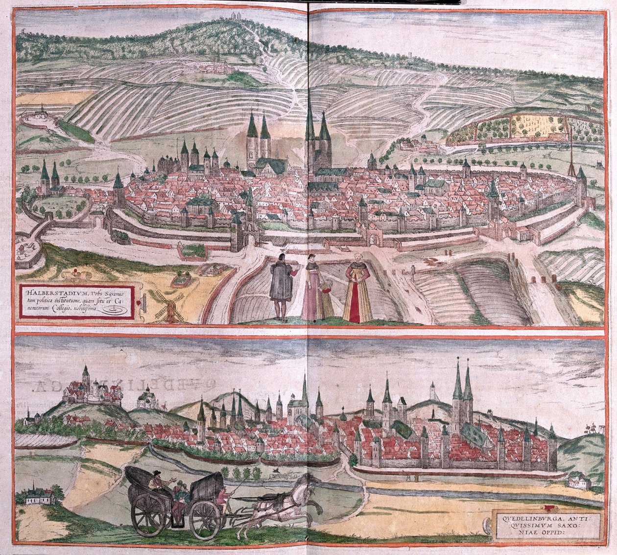 Halberstadt ve Quedlinburg, Almanya (gravür by Franz Hogenberg
