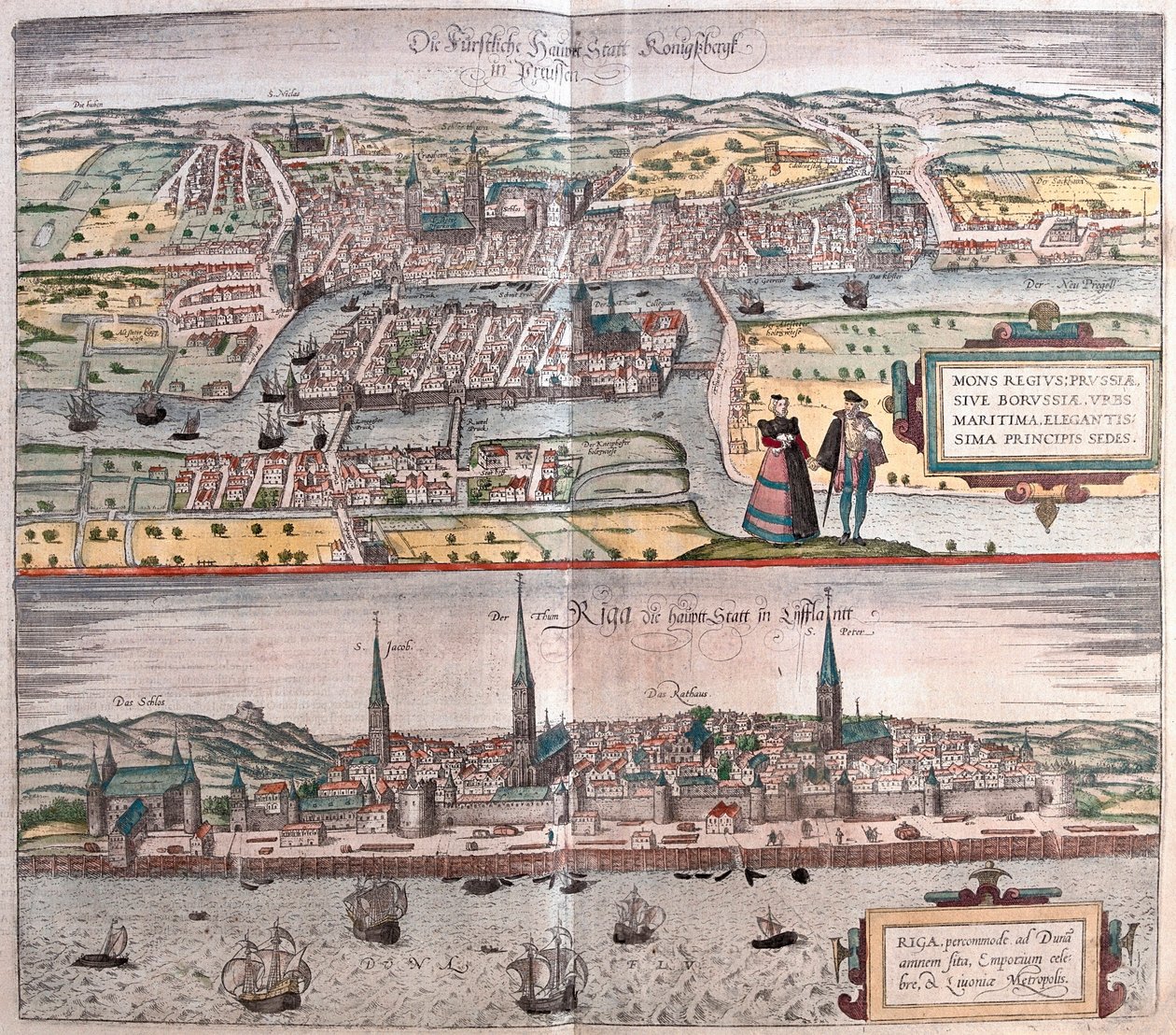 Kaliningrad, Rusya - Riga, Letonya (gravür by Franz Hogenberg