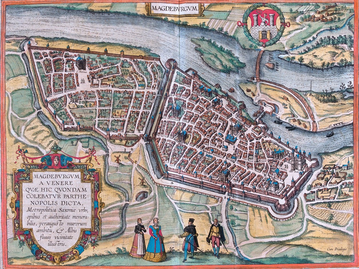 Magdeburg Planı (Magdeburgum), Almanya (gravür by Franz Hogenberg